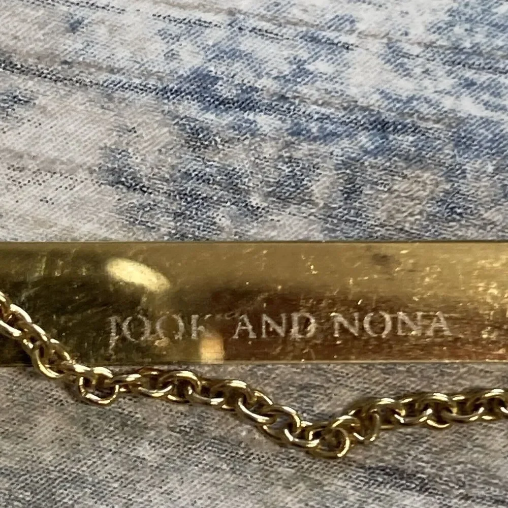 Love Bar Necklace 18k gold‎ Plated Chain Jook and Nona Signed